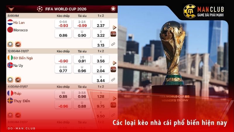 Bảng kèo nhà cái cung cấp đa dạng các loại hình cược để người chơi lựa chọn