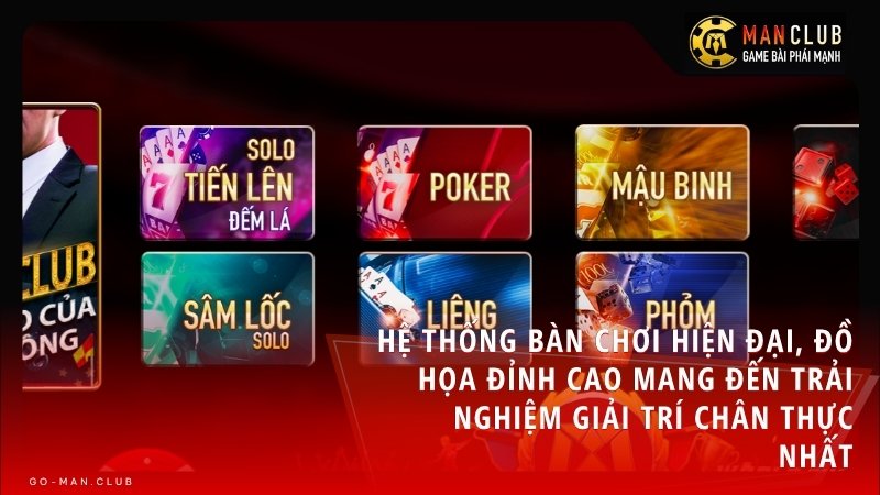 Sảnh game bài Manclub đẳng cấp thượng lưu