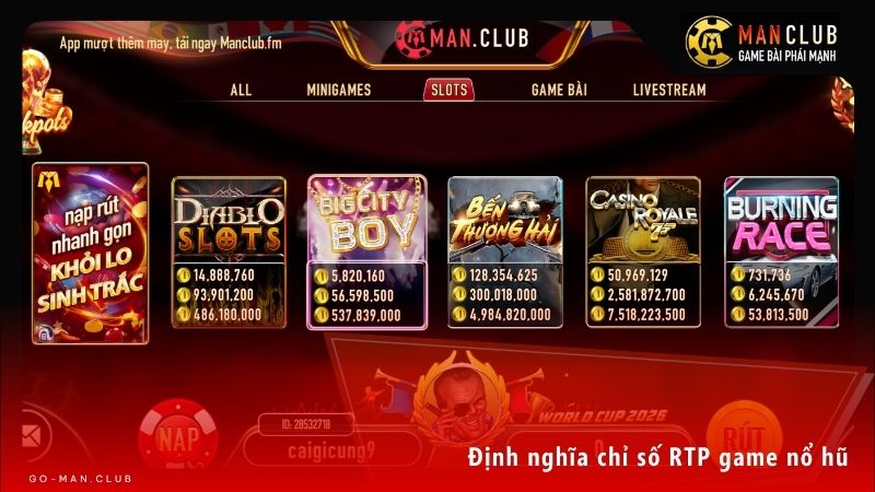 Chỉ số RTP biểu thị tỷ lệ phần trăm tiền cược mà trò chơi sẽ hoàn trả lại cho người chơi